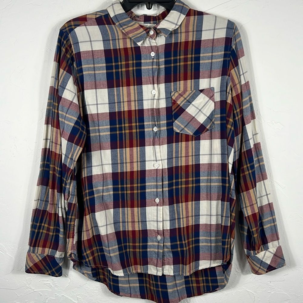 🔥 H&M L.O.G.G. Flannel LS Button Down Shirt Women‎ Size 12 - PERFECT Condition
